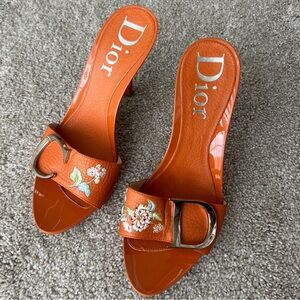 Vintage Christian Dior Mule Heels CD Logo